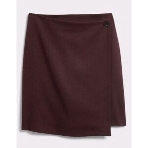 NWT Banana Republic Novelty A Line Button Wrap Skirt Burgundy/Eggplant Women's 8